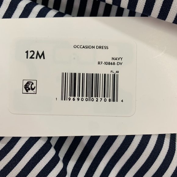 Bonnie Jean Girls Dress 12M Sleeveless Striped Dress Navy Blue White 12M - Picture 4 of 6